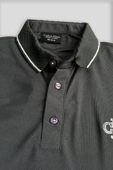 CK Signature Polo Shirt Grey – Stripe Collar Edition